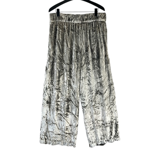 Anthropologie Maeve Anastacia Wide Leg Velvet Pants in Silver Size L Large - Picture 9 of 10